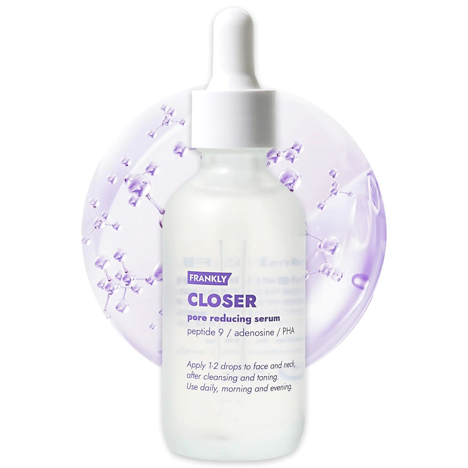 Frankly Closer Serum - Minimizzazione dei pori, anti-invecchiamento, elasticità, idratazione, pelle carnosa e rugiadosa |9 peptidi, collagene vegano, PHA |Cura della pelle coreana non comedogenica e dermatologica |Tutti i tipi di pelle |2,03 fl.oz 2,03 fl