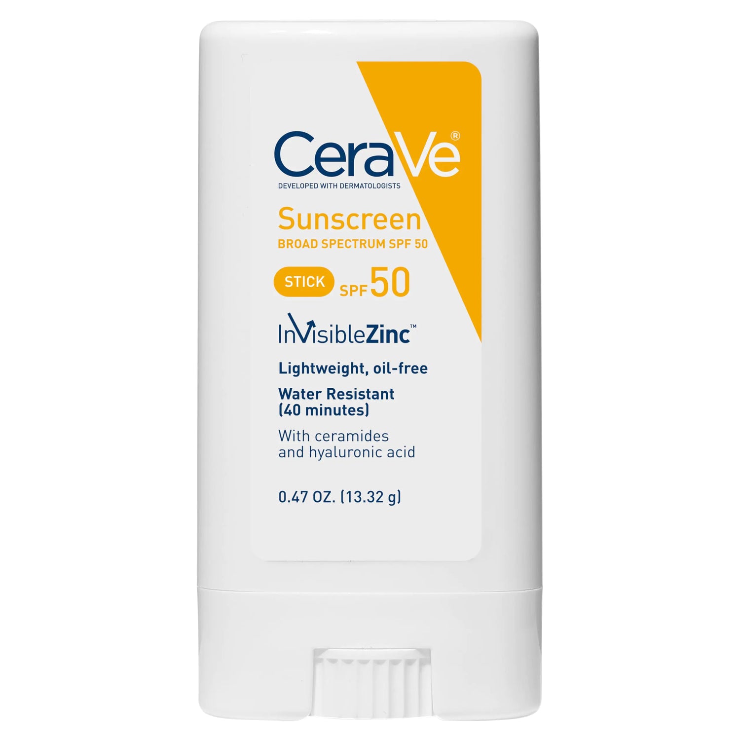 CeraVe Mineral Sunscreen Stick SPF 50 | SPF ad ampio spettro + acido ialuronico + ceramidi | Protezione solare al biossido di titanio e ossido di zinco | Bastoncino di protezione solare per il viso 100% minerale | Senza profumo e senza olio