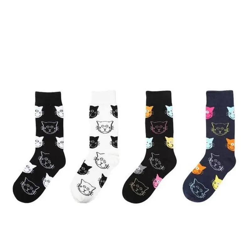 4 Pairs Silly Cat Cotton Socks