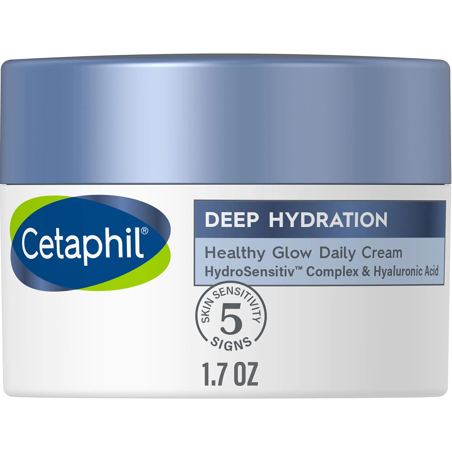 Cetaphil Deep Hydration Healthy Glow Daily Face Cream, 1,7 once, 48 ore di pelle secca idratante per il viso per pelli sensibili, con acido ialuronico, vitamina E e vitamina B5 non profumato 1,7 once (confezione da 1)