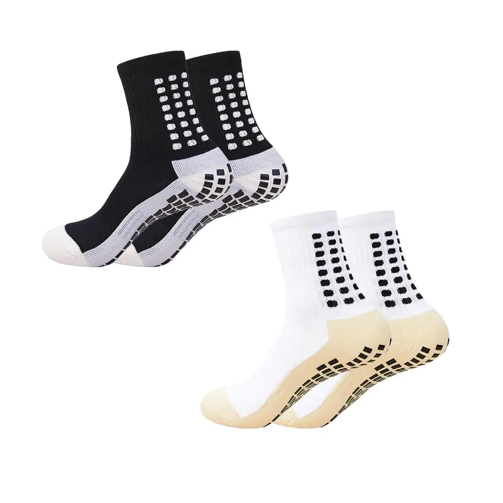 Men's Socks Soccer Non Skid Ball Socks Anti Slip Non Slip Pads for Football Basketball Sports Socks,4 Pair 6-11 1black1white