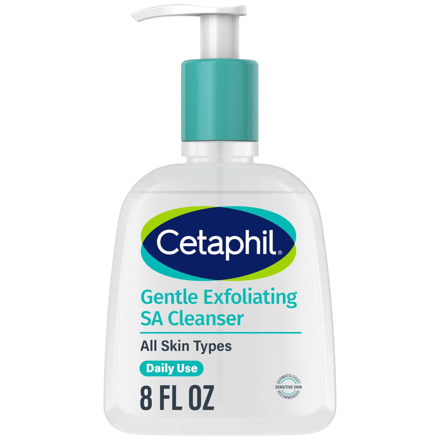 Detergente SA esfoliante delicato Cetaphil, detergente in gel schiumogeno per tutti i tipi di pelle, flacone con pompa da 8 once, acido salicilico, acido mandelico e gluconolattone, esfolia delicatamente, marchio raccomandato dal dermatologo