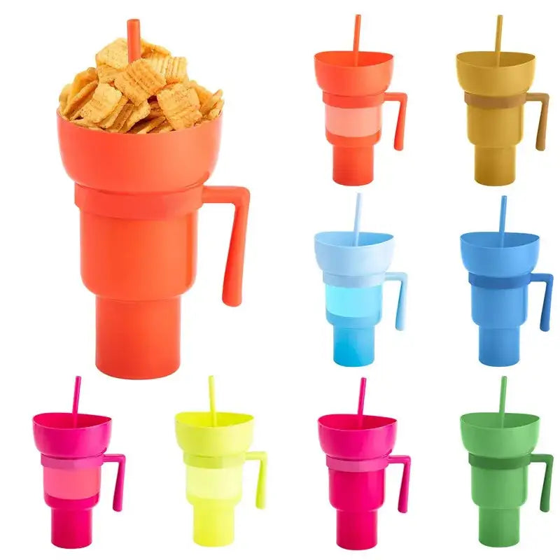 2In1 Snack Bowl Drink Cup with Straw