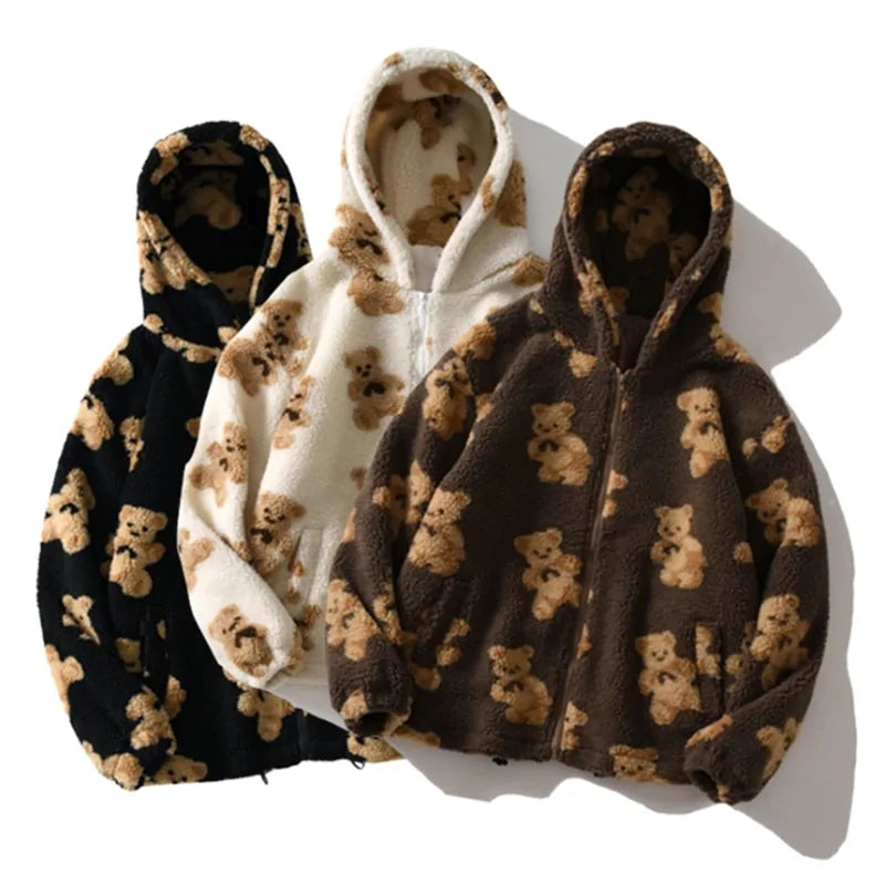 Hooded Sweatshirts Hip Hop Bear Print