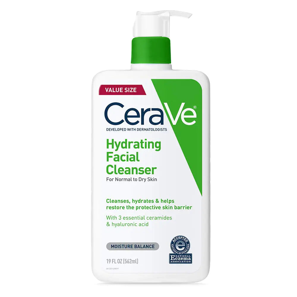 Detergente viso idratante CeraVe | Detergente viso idratante per pelle secca | Acido ialuronico + ceramidi + glicerina | Detergente idratante per pelli da normali a secche | Certificato National Eczema Asosiation