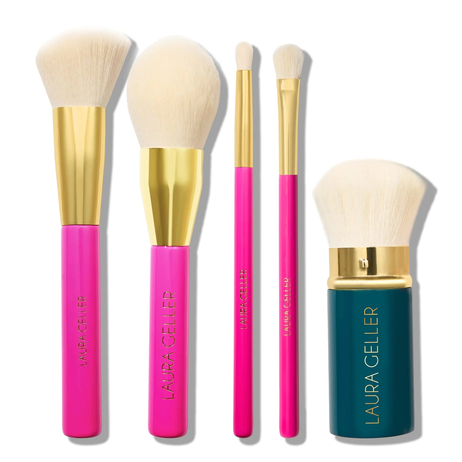 LAURA GELLER 5PC Full Face Professional Vegan Makeup Brush Gift Set | Apply Foundation, Blush, Bronzer, Eyeshadow & More | AMAZON EXCLUSIVE | 18 Full Face Professional Makeup Brush Gift Set