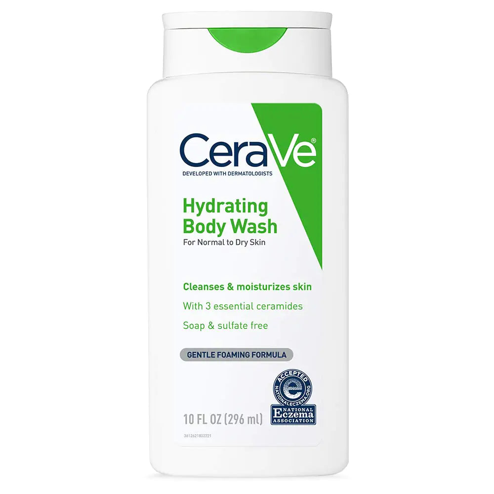 CeraVe Body Wash per pelli secche | Bagnoschiuma idratante con acido ialuronico e ceramidi | Senza parabeni, solfati e profumo | 10 once