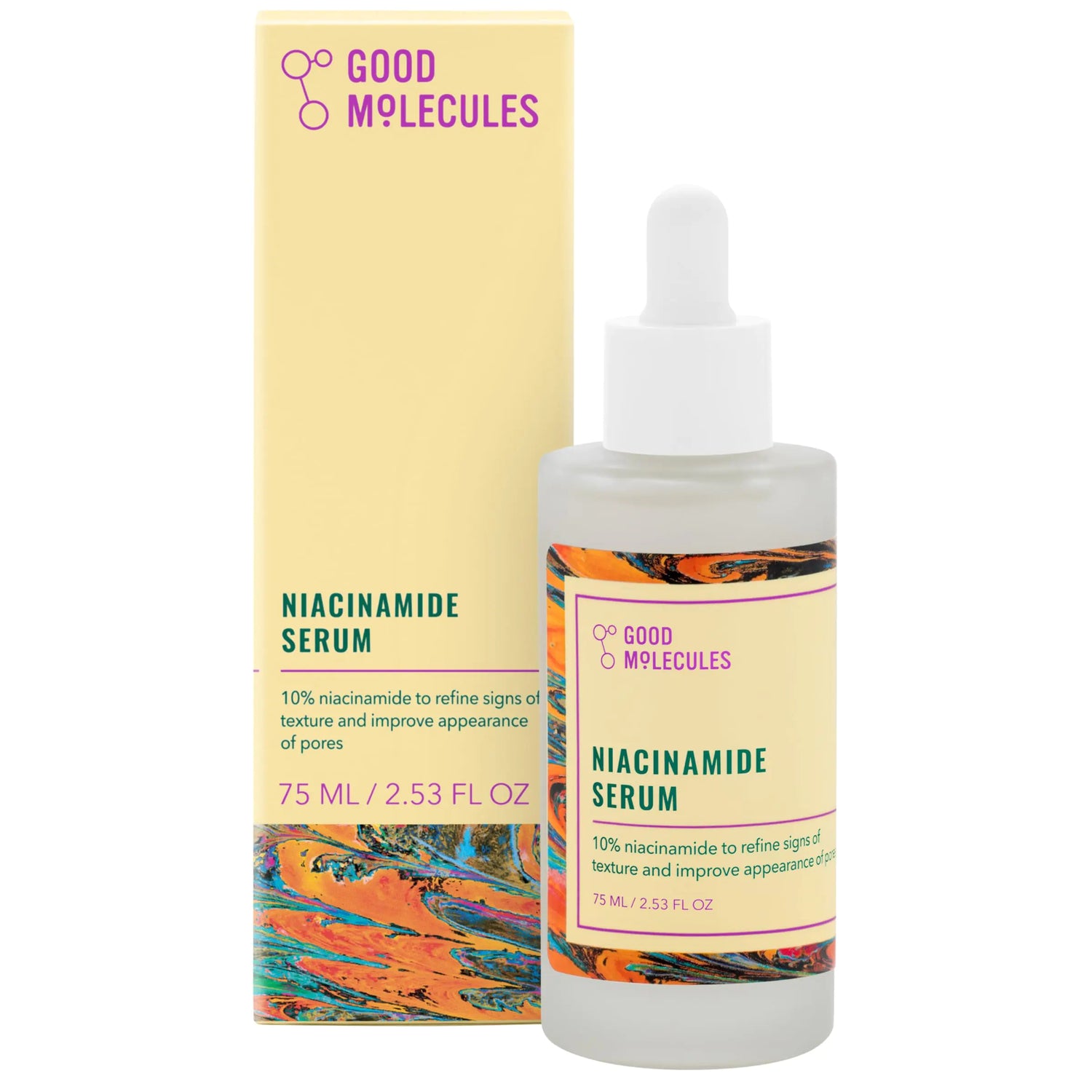 Good Molecules Niacinamide Serum - 10% Niacinamide B3 Siero facciale per imperfezioni, pori dilatati, bilanciamento e idratazione - Cura della pelle per il viso 2,53 Fl Oz