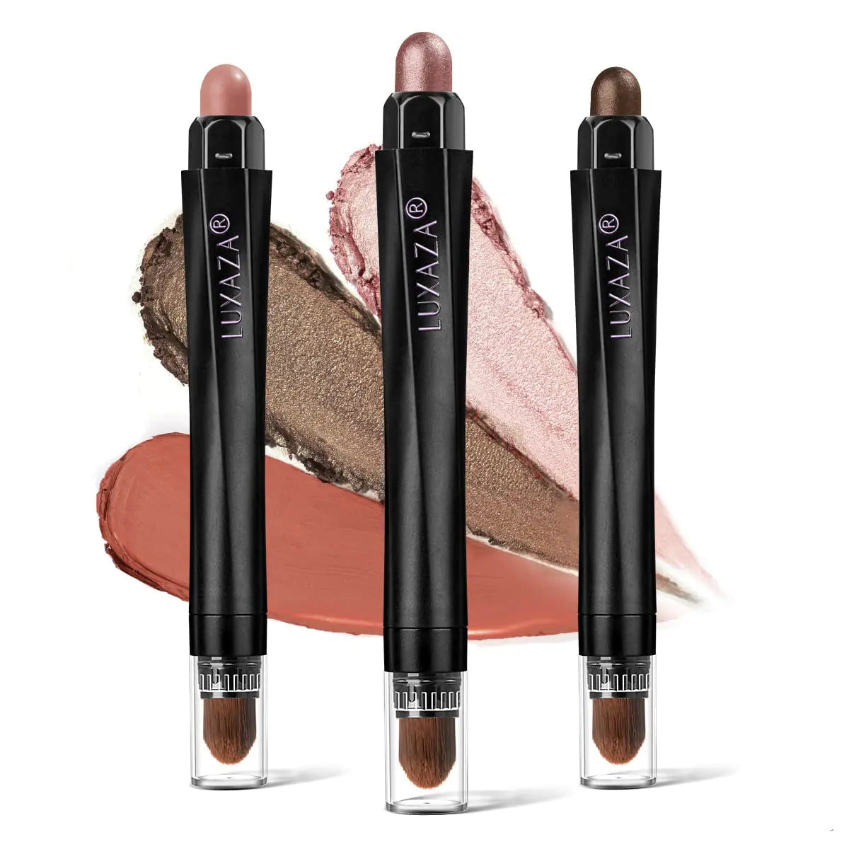 3PCS Eyeshadow Stick,Neutral Brown Metallic And Shimmer Pink Cream Eyeshadow Pencil Crayon,Eye Brightener Makeup With Smudge Proof,Long Lasting Cream Eye Shadow Sticks Set R3-Metallic Brown＆Pink