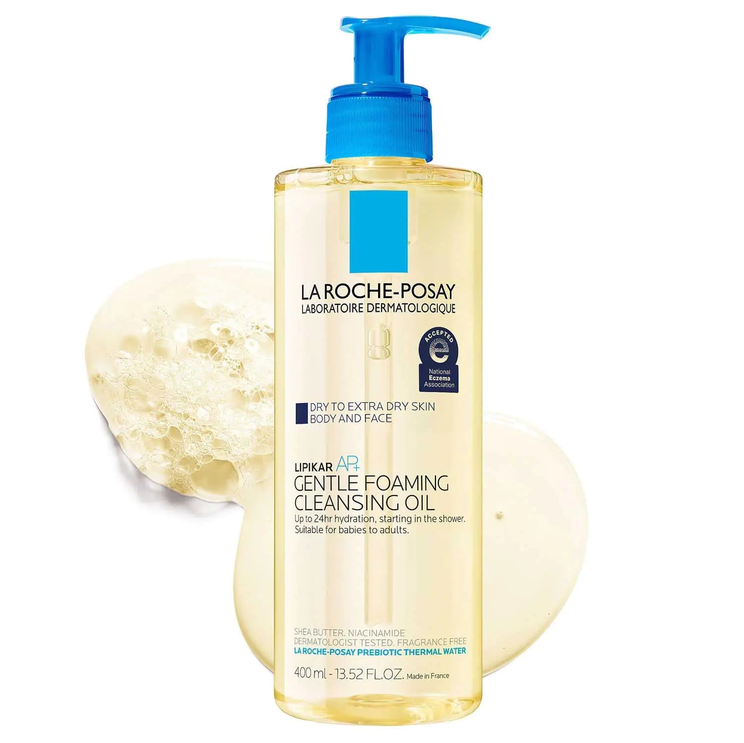 La Roche-Posay NUOVO Lipikar AP+ Olio detergente delicato schiumogeno | Detergente delicato per viso e corpo formulato con niacinamide | Idratazione a lunga durata 24 ore | Senza profumo e senza sapone