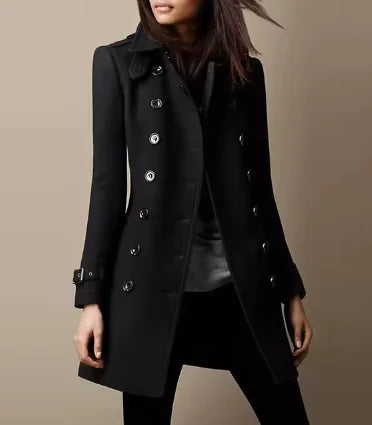 Ladies Spring Long Jacket Wool Trench Coat