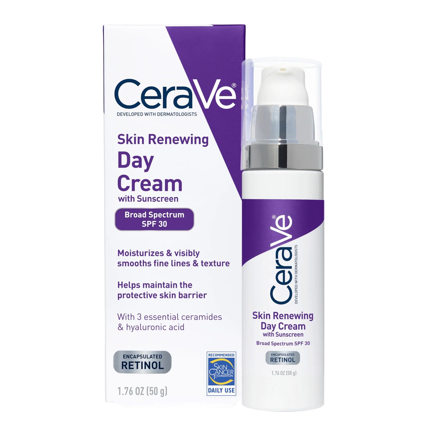 CeraVe Anti-Aging Face Cream SPF 30 | Crema antirughe al retinolo con acido ialuronico e ceramidi | 1,76 once