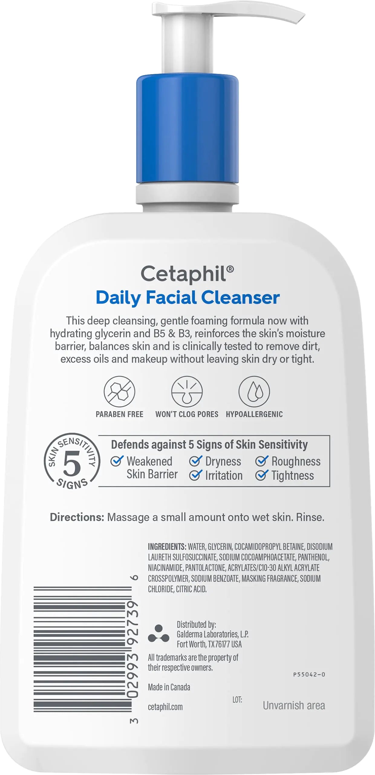 Cetaphil Face Wash, detergente viso quotidiano per pelli sensibili, da miste a oleose, NUOVO 20 once, schiuma delicata, senza sapone, ipoallergenico NUOVO 20 once