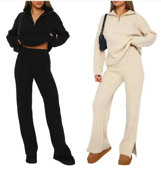 Comfortable Wool Zipper Long Sleeve Trousers Suit