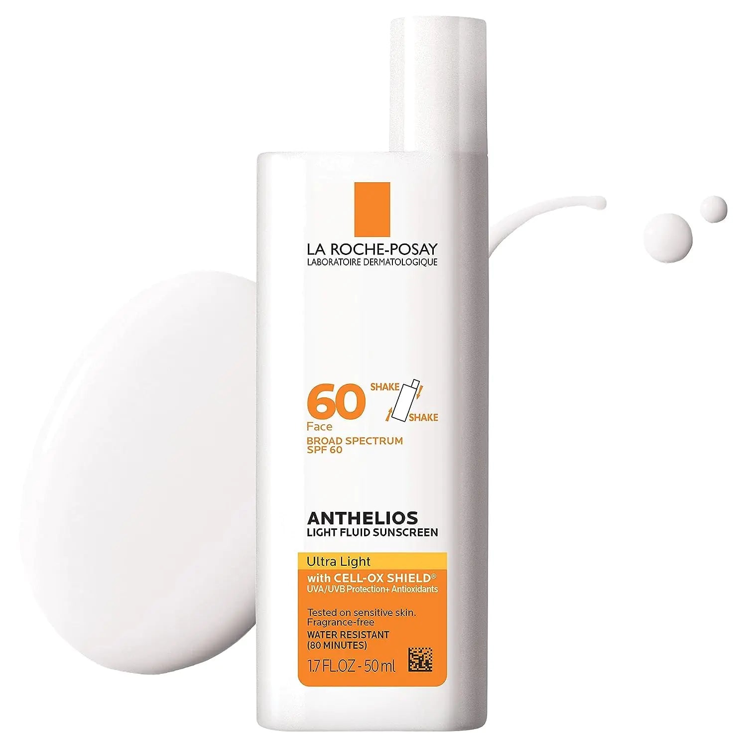 La Roche-Posay Anthelios Light Fluid Facial Sunscreen SPF 60 | Protezione solare leggera per il viso | Texture fluida | SPF ad ampio spettro + antiossidanti | Senza olio e senza ossibenzone | Formato da viaggio 1.7 Fl. Oncia.