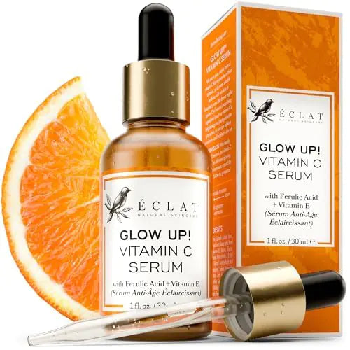 Siero viso alla vitamina C - Siero viso per la rimozione delle macchie scure, siero Vit C con acido ialuronico, acido ferulico e vitamina E - Siero antietà e illuminante per la pelle, siero alla vitamina C pura cura della pelle