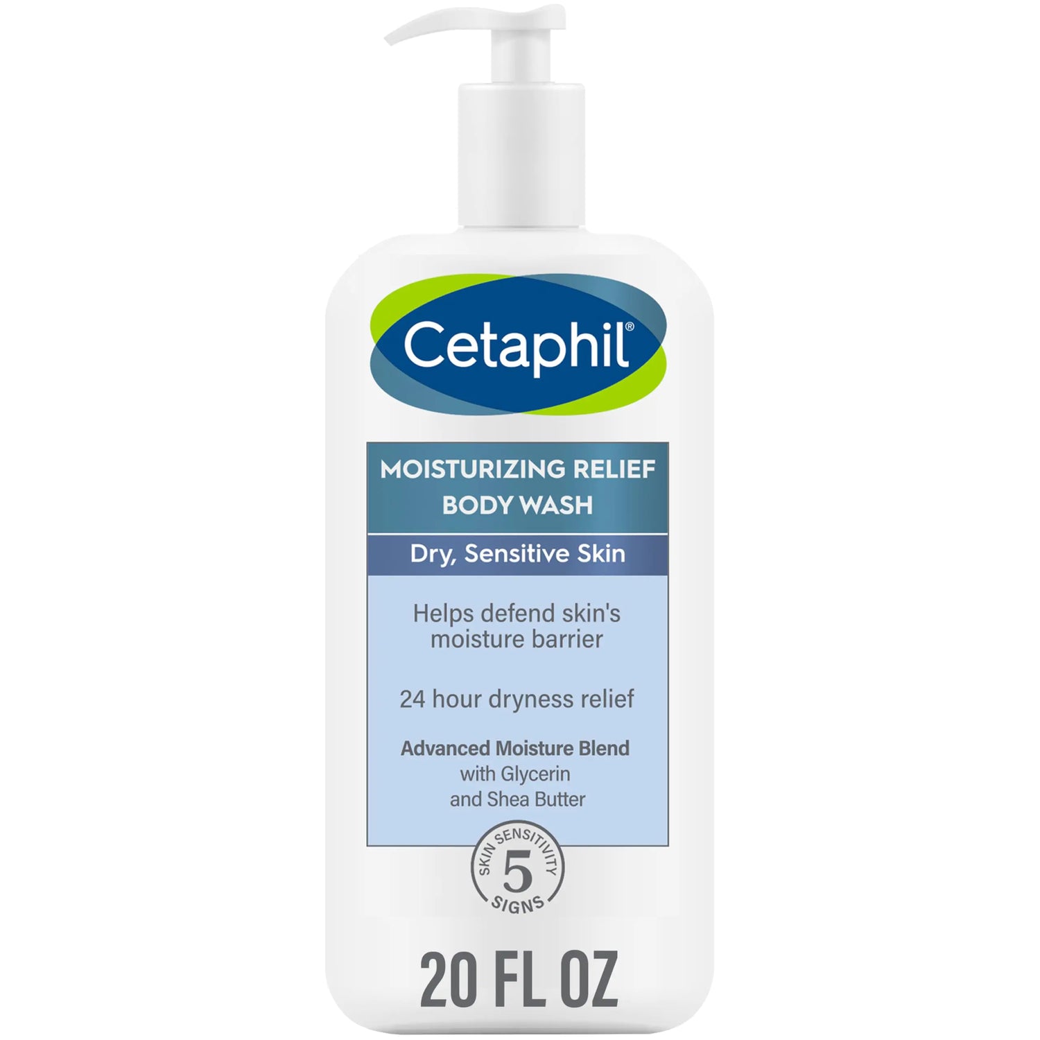 Bagnoschiuma di CETAPHIL, NUOVO bagnoschiuma idratante per la pelle sensibile, formula ricca cremosa deterge delicatamente e dà sollievo per 24 ore alla pelle secca, ipoallergenico, senza profumo, 20 once non profumato 20 fl oz (confezione da 1)