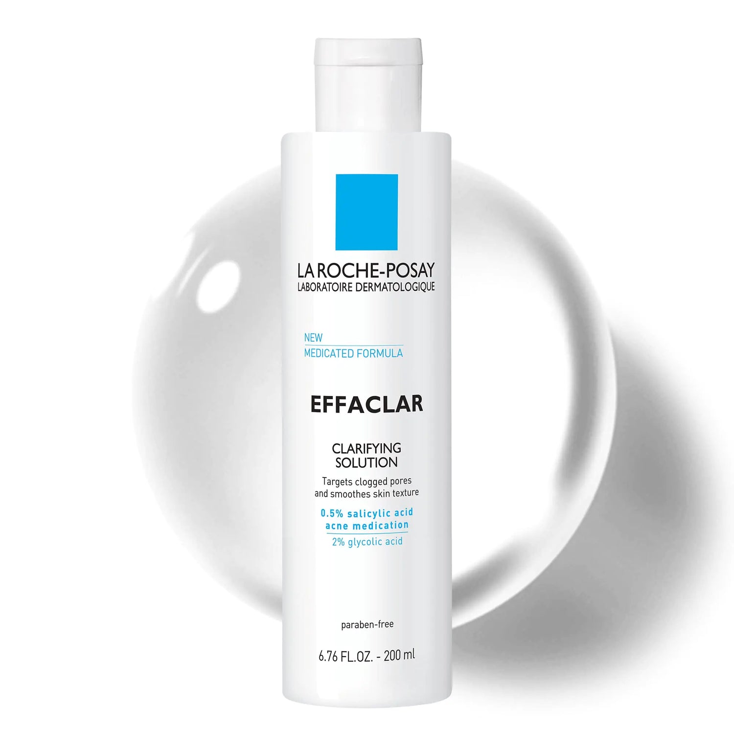 La Roche-Posay Effaclar Clarifying Solution Acne Toner con acido salicilico e acido glicolico, tonico per la pelle grassa che raffina i pori, esfoliante delicato per stasare i pori e rimuovere le cellule morte della pelle