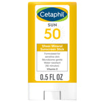 Cetaphil Sheer Mineral Sunscreen Stick per viso e corpo, 0,5 once, crema solare minerale al 100%: ossido di zinco e biossido di titanio, SPF 50 ad ampio spettro, per pelli sensibili